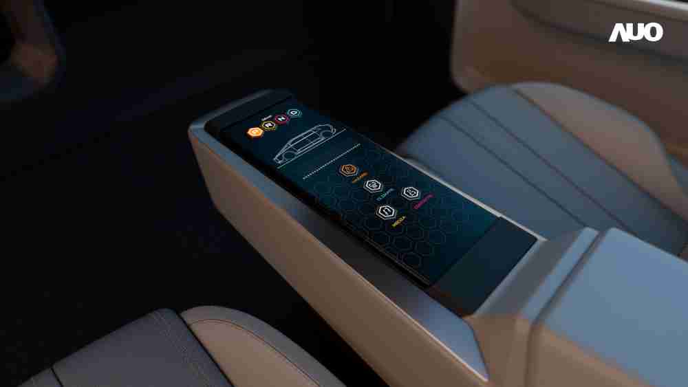 PG国际以人性化设计打造多变形态中控显示(Morphing Center Control)，，，不使用时仅平面显示信息，，，，进行操作时，，，显示器则会动态隆起，，转变成3D实体按钮，，，并有触觉回馈，，展示人机互动新体验