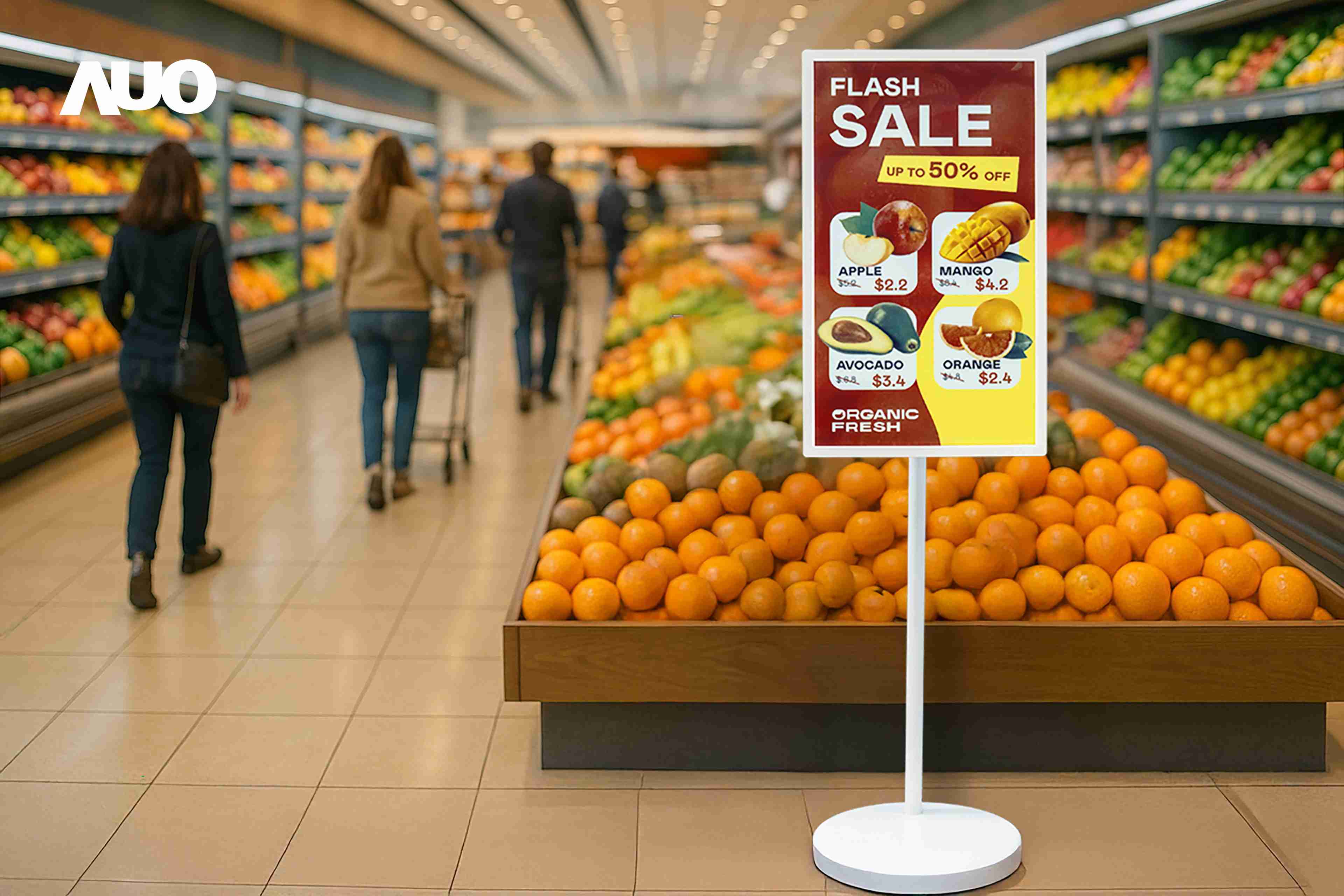 达擎首亮相低功耗、、、全彩的〝aecoPost电子纸解决方案〞，，仅在更新画面时需要微量的电力驱动，，，，无需布建电线的便捷设计，，，使其可灵活应用、、随意置放，，并可透过云端或行动装置app，，，轻松管理及排程广告内容，，晋升店头营销利器。。